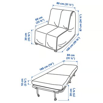 Rozkládací jednolůžko - křeslo Ikea Lycksele Havet - šedé - 3