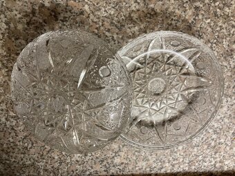 Retro broušená váza + dóza - 3