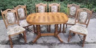 Masivní jídelní stůl+6ks masivních židlí - 3