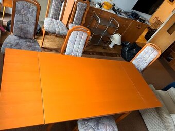 Stůl jídelní rozkládací a 4 židle - masivní - 3