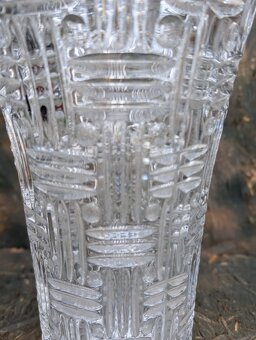 Retro větší broušená váza, geometrický vzor. Těžká. - 3