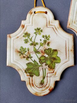 Sada keramických dekorativních plaket s rostlinným motivem - 3