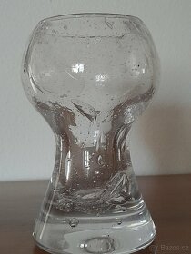 Retro foukaná váza z bublinkového skla - 3
