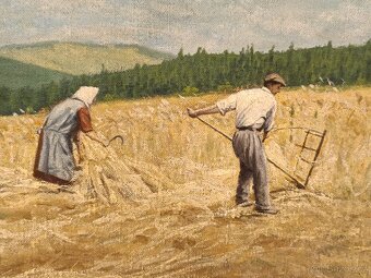 Obraz, A.Pásek, Žně 1940, olej na plátně 49x58 - 3
