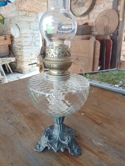 STAROŽITNÁ RUČNĚ FOUKANÁ PETROLEJKA - FRANCIE 1920 ART DECO - 3