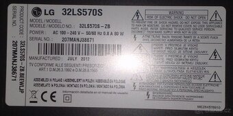 Prodam 80cm LED FHD TV LG 32LS570S- 1200Kc.Zaruka 3mesice - 3