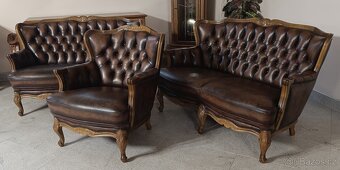 Luxus, kožená Chesterfield sedací souprava 2+2+1. TOP - 3