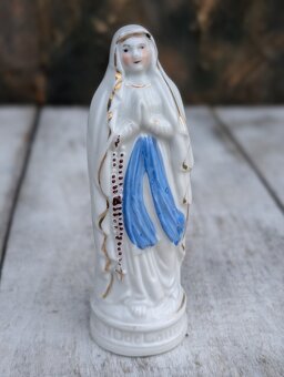 Vintage porcelánová malá soška, madona ND de Lourdes. - 3