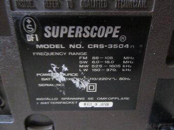 Nabízím radio Superscope CRS-3504n. Nekompletní. Chybí repro - 3