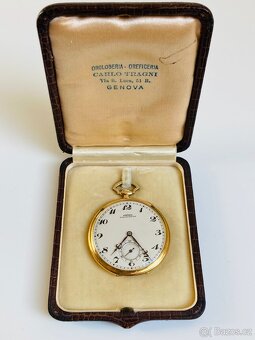 Zlaté 18-karátové art deco kapesní hodinky Vulcain - 3