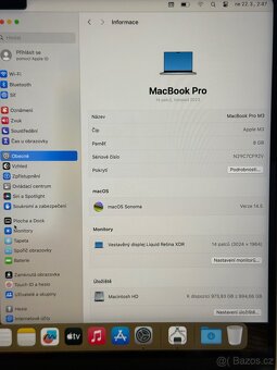 ZÁNOVNÍ APPLE MACBOOK PRO 14” 2023 M3/1TB/8GB/BATERIE 100% - 3