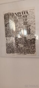 Grafiky 3 ks ruční papír dřevoryt- linoryt - 3