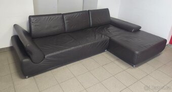 Kožená rohová sedací souprava - jak NOVÁ, TOP STAV - 3