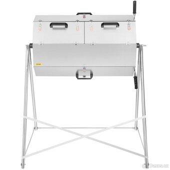 Nerezový otočný kompostér - 270l, dvoukomorový - 3