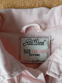 Riflová růžová bunda vel.134/140 - 3