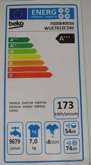 Nová pračka BEKO A+++7 kg 1200 ot./min, ZÁRUKA WUE7612CSX0 - 3