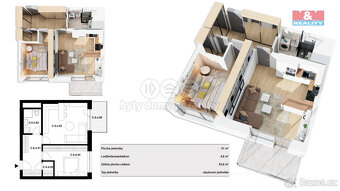 Prodej ubytovací jednotky 2+kk, 56 m², Brno, ul. Nové sady - 3