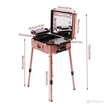 Rosegold přenosný kosmetický kufr s led světlem - 3