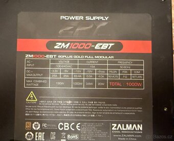 Zalman ZM1000-EBT – 1000W 80 PLUS Gold, plně modulární ATX z - 3