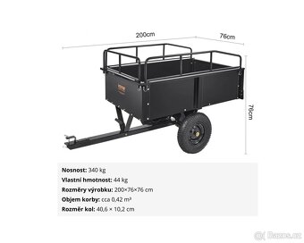 Sklápěcí vozík pro zahradní traktor, nosnost 340 kg - nový - 3