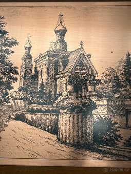 Měděný obraz na dřevěném plátně 42x30 cm, Darmstadt - 3