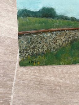 ručně malovaný obraz ,, Trať '' 15x20cm - 3