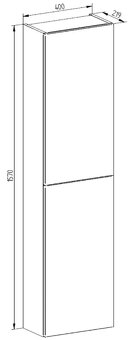 Vysoká skříňka závěsná, bílá 157x40x22cm - 3