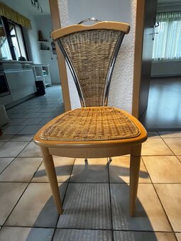 Židle 4 ks - ratan a masivní dřevo, pěkný stav - 3
