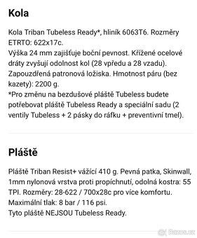 silniční kolo a mírný terén popis a info ve fotkach - 3