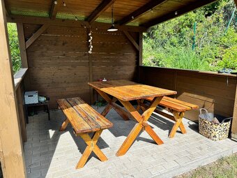 Zahradní set z masivu (stůl, 2 x lavice) - 3