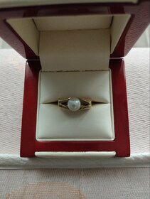 Zlatý prsten s perlou a brilianty - 3