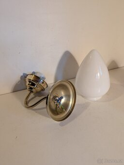 1 x mosazná lampa, lampička, bílé stínidlo kapka, až 8 ks - 3