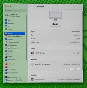 NOVÝ iMac M1 24” 5K 2021 /16GB RAM/Apple M1/1TB SSD/Záruka - 3