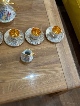 Luxusní porcelánový kávový set – zlatý dekor - 3
