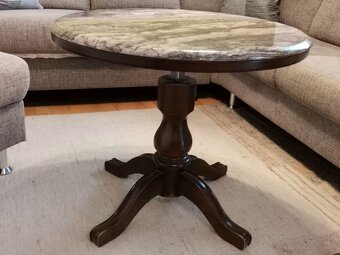 Konferenční stolek kulatý s mramorovou deskou - 3