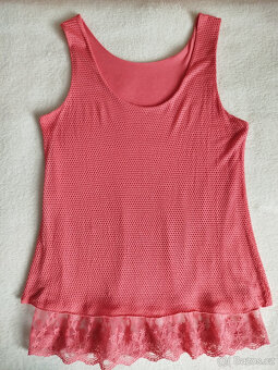 růžový top s krajkou - 3