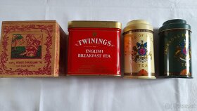 Plechové krabičky od čajů, odměrka na čaj, hrníček - 3