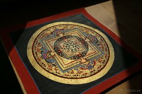 Ručně malovaná tibetská mandala thangka z Indie 4 - 3