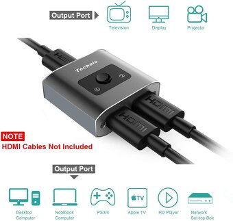 Obousměrný HDMI splitter Techole pro dva zdroje signálu - 3
