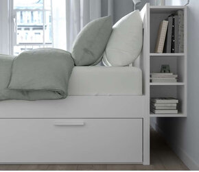 Ikea Brimnes postel bílá  rošty matrace čelo - 3