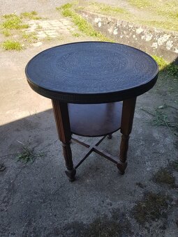 Starý kulatý antický orientalní stůl - 3