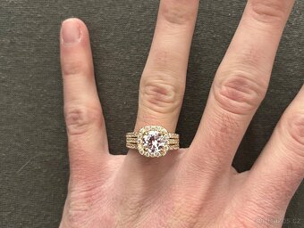 Prsten zlacený 18k zlatem, kameny zirkony - 3