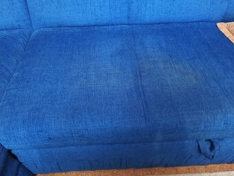 Rohová sedací souprava, levá + dva taburety, modrá - 3