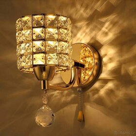 Luxus křišťál zlaté lampičky závěsné 2 kusy - 3