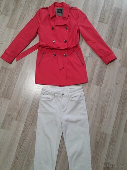 Luxusní červený kabátek, Marks Spencer džíny UK 12/M - 3