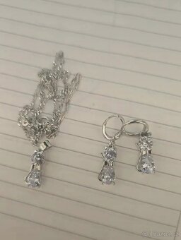 Nová stříbrná sada souprava šperků sada s kočkou kočičí 925 - 3