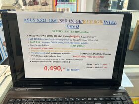 ASUS X52J 15,6"/SSD 120GB/RAM 8GB/INTEL CORE i3 - 3
