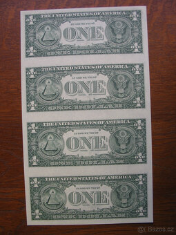 4x 1$ US dollar nerozříznuté bankovky 1$ US dolar. - 3