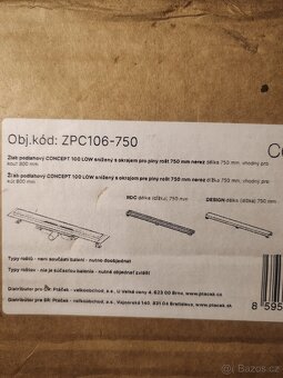 Sprchový žlab nerez 750 mm + rošt pro vložení dlažby - 3