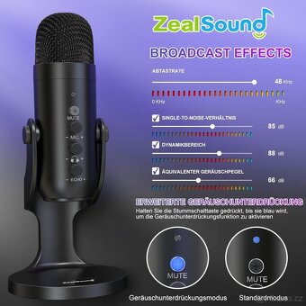 Zealsound USB mikrofon, kondenzátorový pro PC  hry podcasty - 3